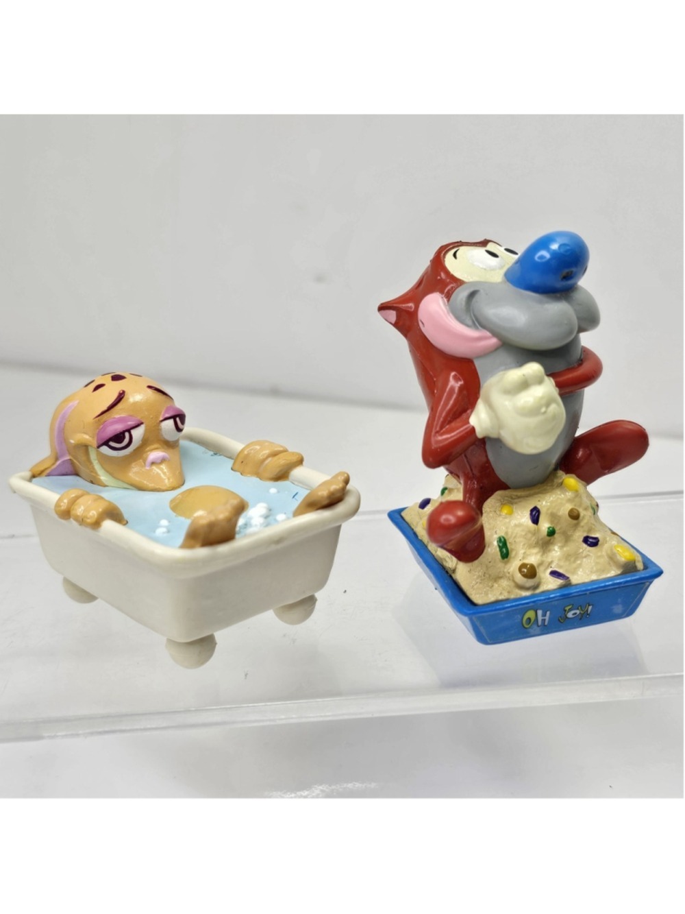 Vintage 1993 Nickelodeon Ren & Stimpy Dakin Figures Bath Tub Sandbox Lot 2pc